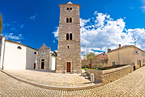 Cobbled street of Nin panoramic view, Dalmatia, Croatia