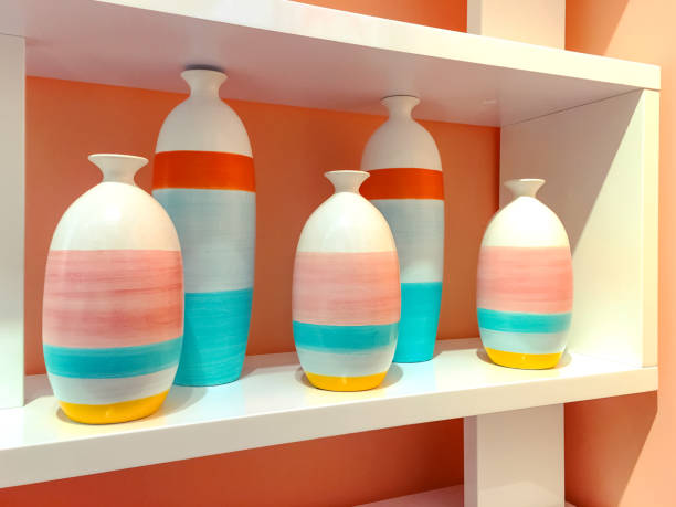 istock Colorful ceramic vases on a shelf 679610650