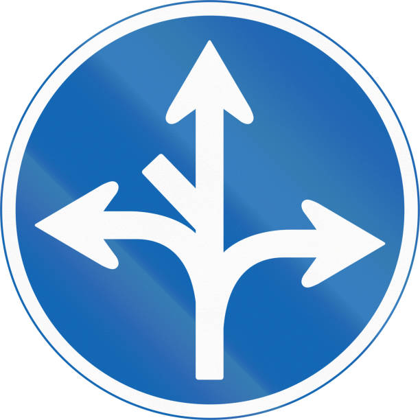 istock Japanese road sign - Mandatory direction to be followed 679615070