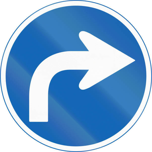 istock Japanese road sign - Mandatory direction to be followed 679615690