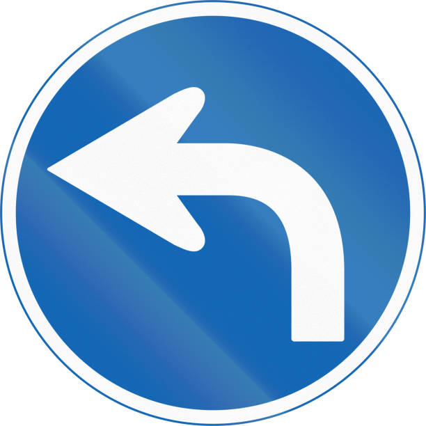 istock Japanese road sign - Mandatory direction to be followed 679615962