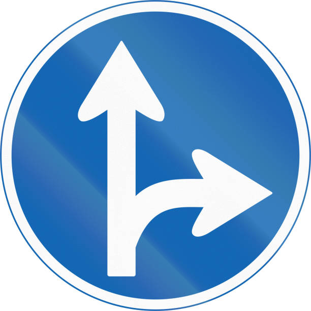 istock Japanese road sign - Mandatory direction to be followed 679616152