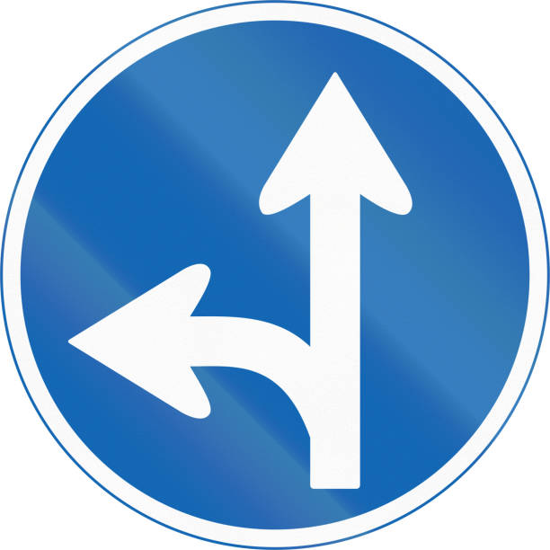 istock Japanese road sign - Mandatory direction to be followed 679616270