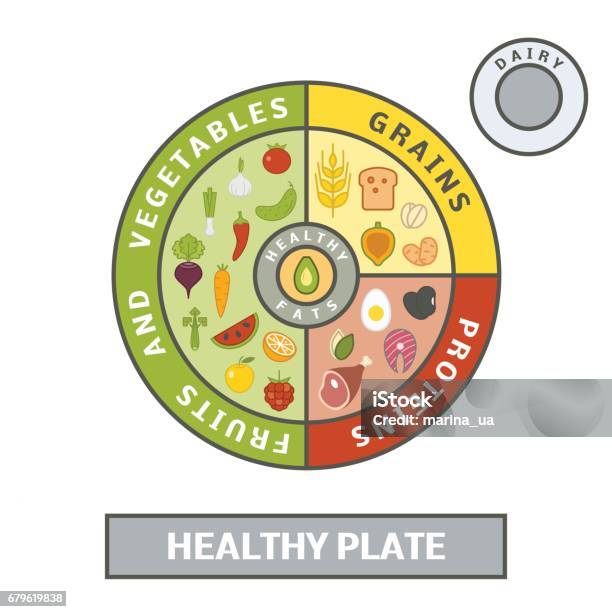 Healthy Plate Concept Stock Illustration - Download Image Now - Plate, Healthy Eating, Healthy Lifestyle