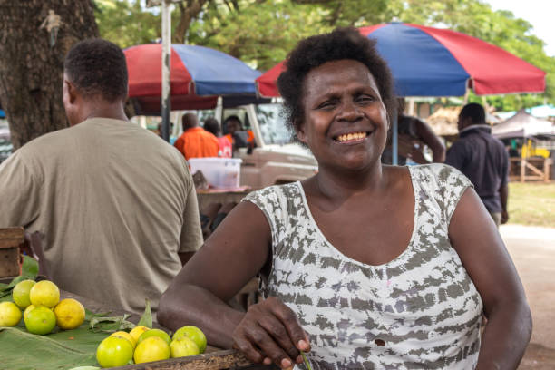 Portrat of a melanesian woman. stock photo