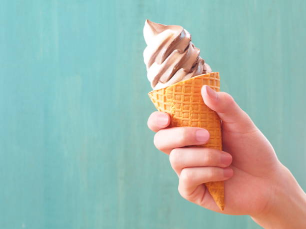 istock chocolate and Vanilla Flavor Ice Cream in crispy cone 679644280
