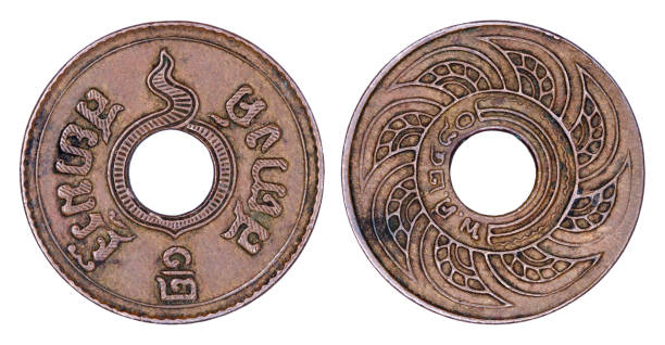 istock Thailand 0.5 satang coin, (1937 or B.E.2480) isolated on white background. 679657534