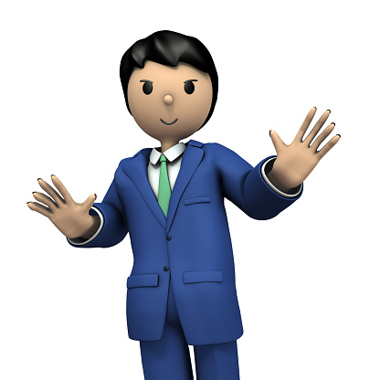 A young businessman during the presentation. 3D illustration