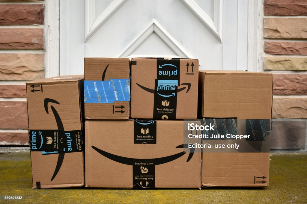 Amazon HAGERSTOWN, MD, USA - MAY 5, 2017: Image of an Amazon packages. Amazon is an online company and is the largest retailer in the world. Amazon.com Stock Photo