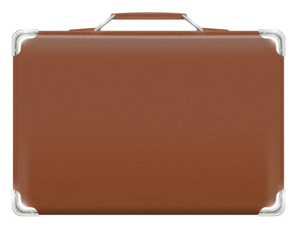 klasyczna brązowa torba na walizkę podróżną na białym tle - suitcase luggage white background retro revival stock illustrations