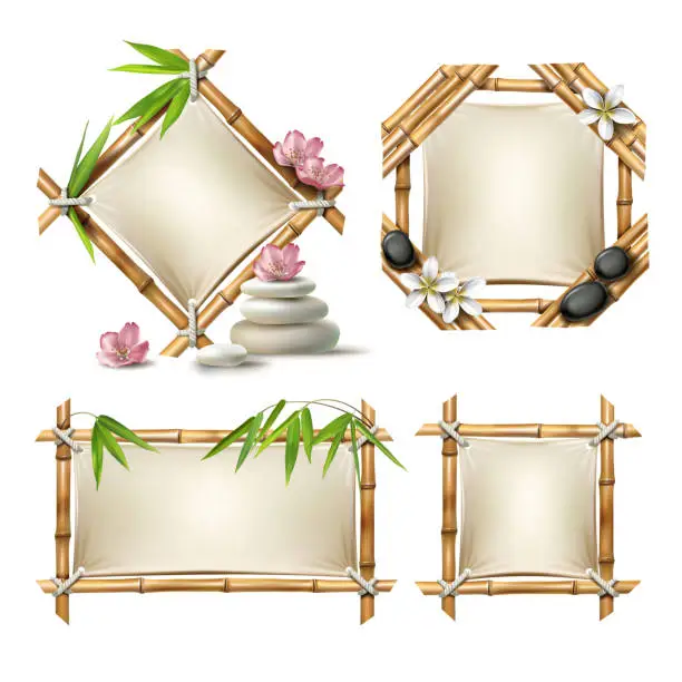 Vector illustration of Set of vector bamboo frames