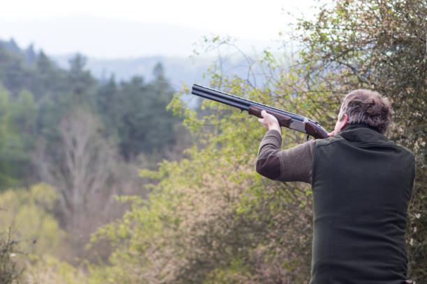 istock Hunter in forest during hunting season aiming before shoot 679717004