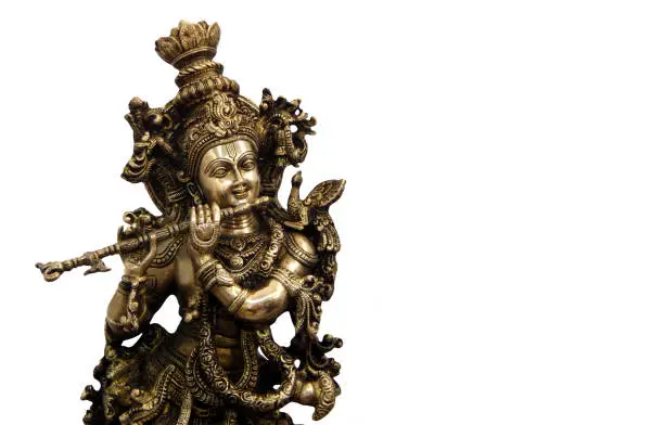 Metallic Idol of Hindu God Sri Krishna for sale to keep at home and offer puja or prayers