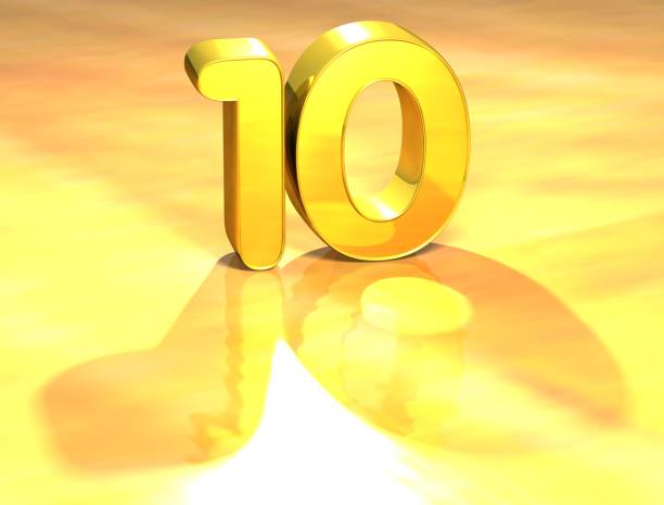 istock 3D Gold Ranking Number 10 on white background. 679718000