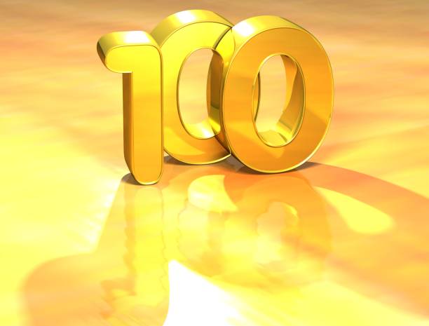 istock 3D Gold Ranking Number 100 on white background. 679718006