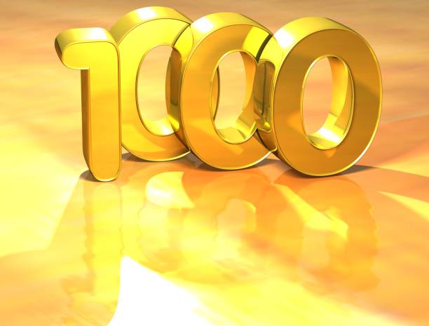 istock 3D Gold Ranking Number 1000 on white background. 679718010