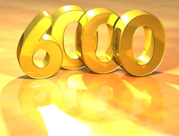 istock 3D Gold Ranking Number 6000 on white background. 679718014