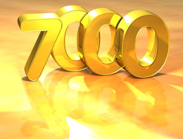 istock 3D Gold Ranking Number 7000 on white background. 679718016