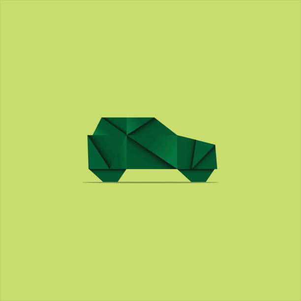 illustrations, cliparts, dessins animés et icônes de voiture en origami - origami voiture