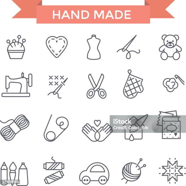 Handmade Icons Stock Illustration - Download Image Now - Icon Symbol, Craft, Homemade
