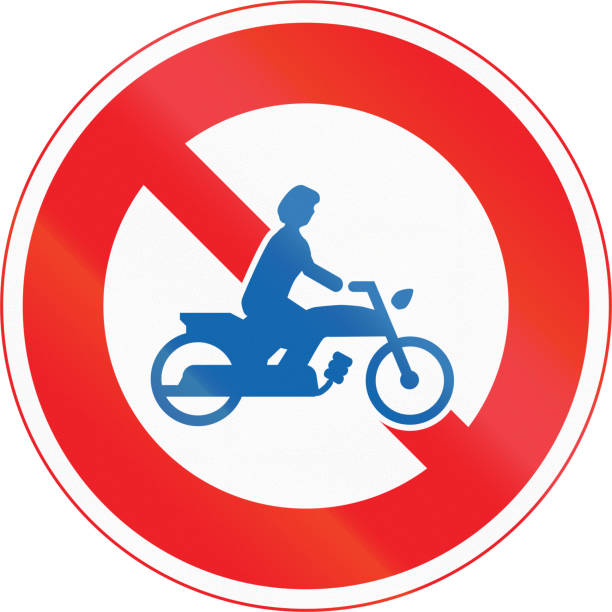 istock Japanese road sign - No Thoroughfare for Motorcycles 679755134