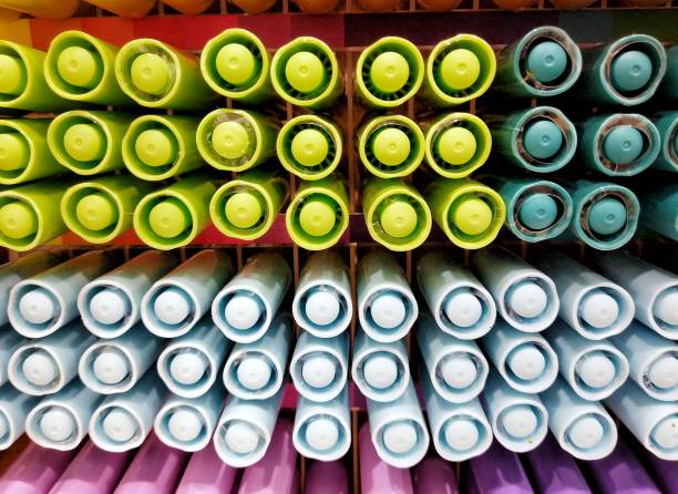 istock Colorful of plastic circle on magic pen background 679763706