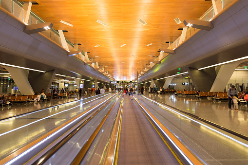 Interior of Hamad International Airport Terminal, Qatar