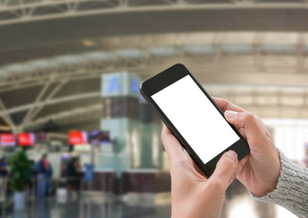 istock using smart phone showing blank white screen in woman hand. concept communication 679769756
