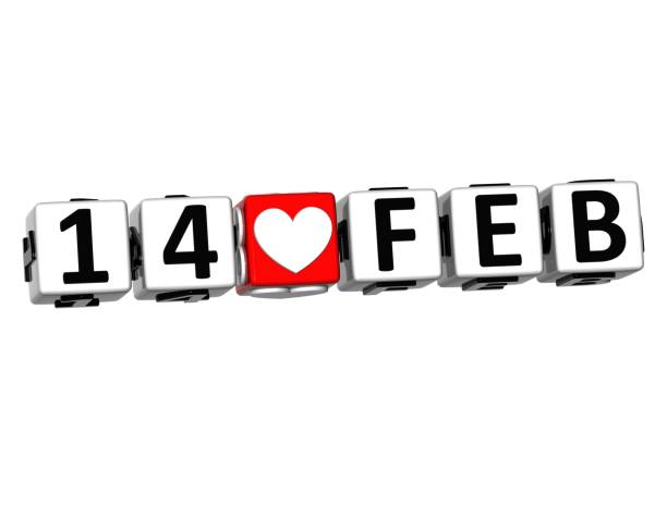 istock 3D Word 14 February on white background 679772482