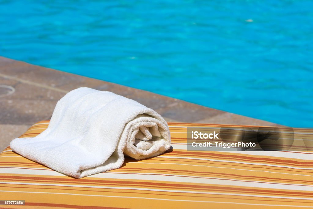 Swimming Pool poolside towel Beach Towel Stock Photo