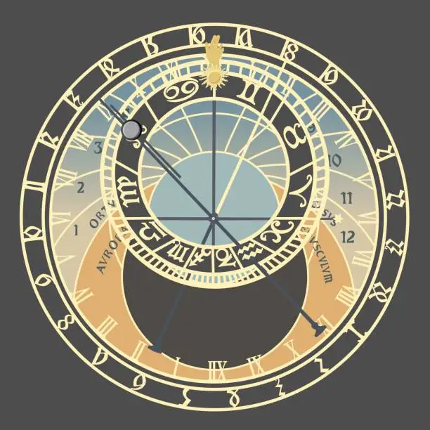 Vector illustration of Prague Astronomical Clock