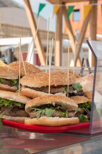 istock Hamburger, Skewer Buns for Fast Food with Meat and Vegetables 679790624