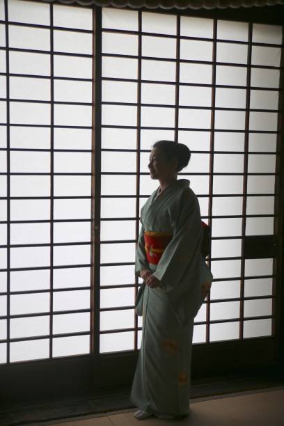istock Lady with kimono at Japanese temple 679793326