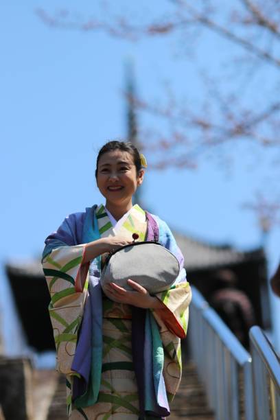 istock Lady with kimono walking at Kyoto Steps 679793488