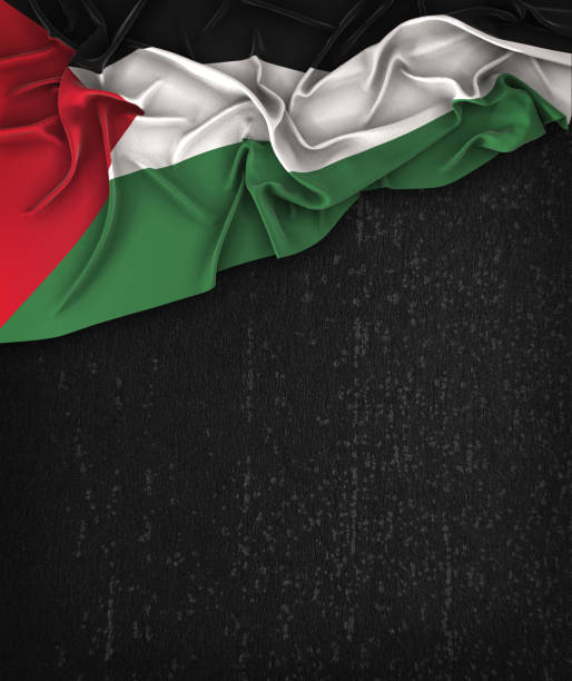 istock Palestine Flag Vintage on a Grunge Black Chalkboard With Space For Text 679797480