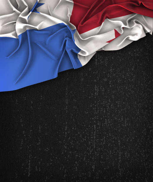 istock Panama Flag Vintage on a Grunge Black Chalkboard With Space For Text 679797632