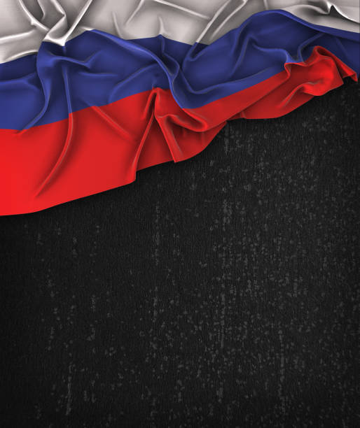 istock Russia Flag Vintage on a Grunge Black Chalkboard With Space For Text 679798054