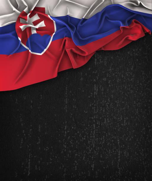 istock Slovakia Flag Vintage on a Grunge Black Chalkboard With Space For Text 679798842