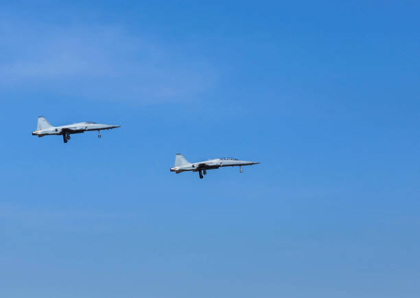 istock F5e military fighter jet aircrafts flying 679800956