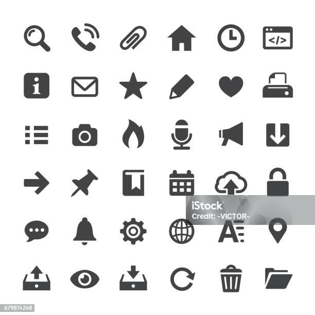 Interface Icons Big Series Stock Illustration - Download Image Now - Icon Symbol, Information Symbol, Paper Clip