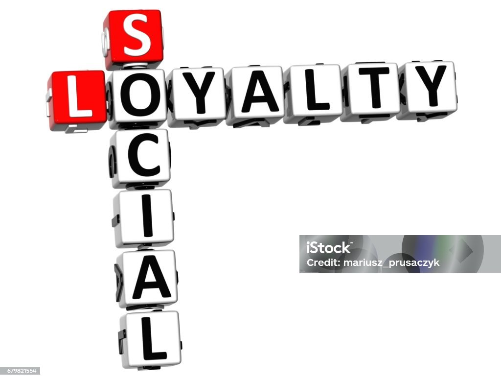 3D Social Loyalty Crossword 3D Social Loyalty Crossword on white background Alphabet Stock Photo