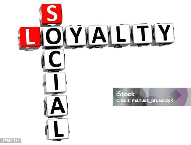 3d Social Loyalty Crossword Stock Photo - Download Image Now - Alphabet, Business Finance and Industry, Business Strategy