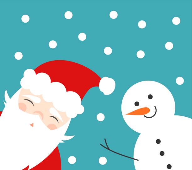 Christmas fun snowman and Santa claus Christmas fun snowman and Santa Claus illustration santa claus photos stock illustrations