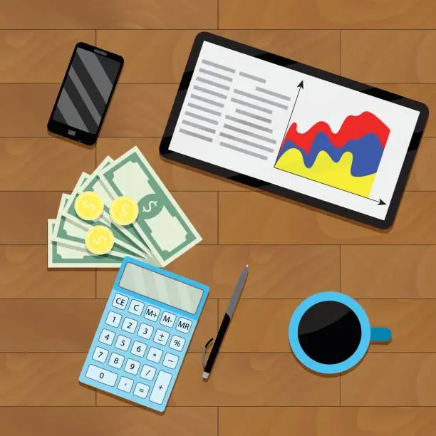 Vector illustration of Finance process planning budget