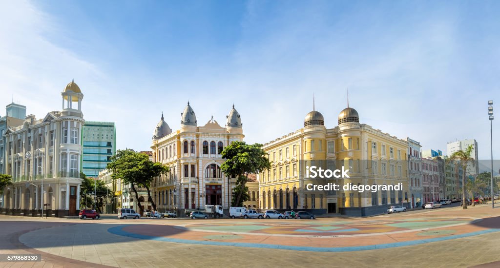 Panoramic view of Marco Zero Square at Ancient Recife district - Recife, Pernambuco, Brazil Recife Stock Photo