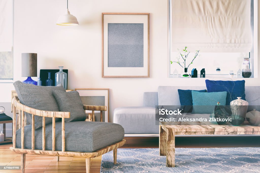 Nordic living room A picture of nordic living room. Render image. Home Decor Stock Photo