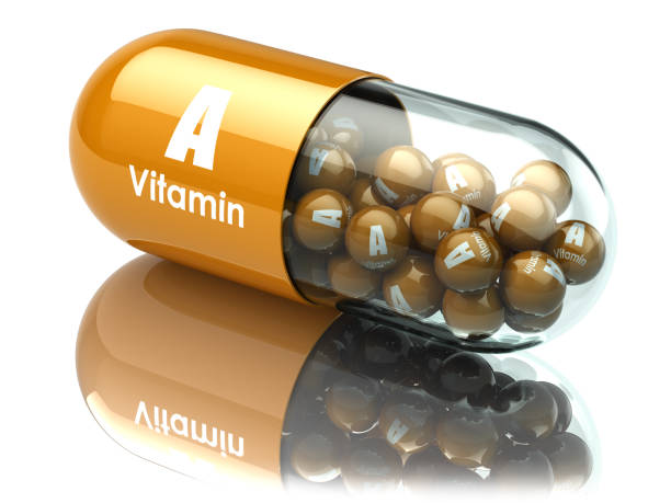 istock Vitamin A capsule or pill. Dietary supplements. 679869606