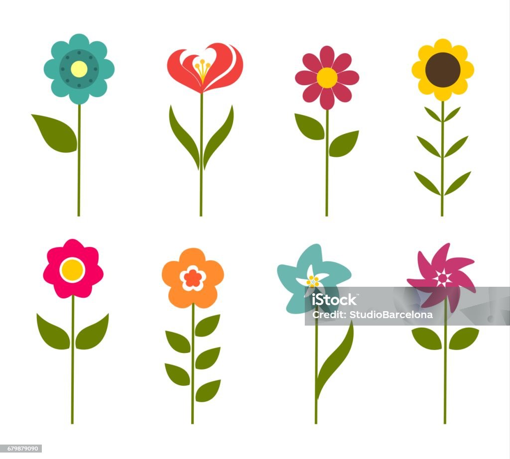 Vetores de Flores Coloridas Ícones e mais imagens de Flor - Flor, Ícone de  Computador, Caule - iStock