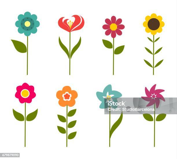 Colorful Flowers Icons Stock Illustration - Download Image Now - Flower, Icon Symbol, Vector