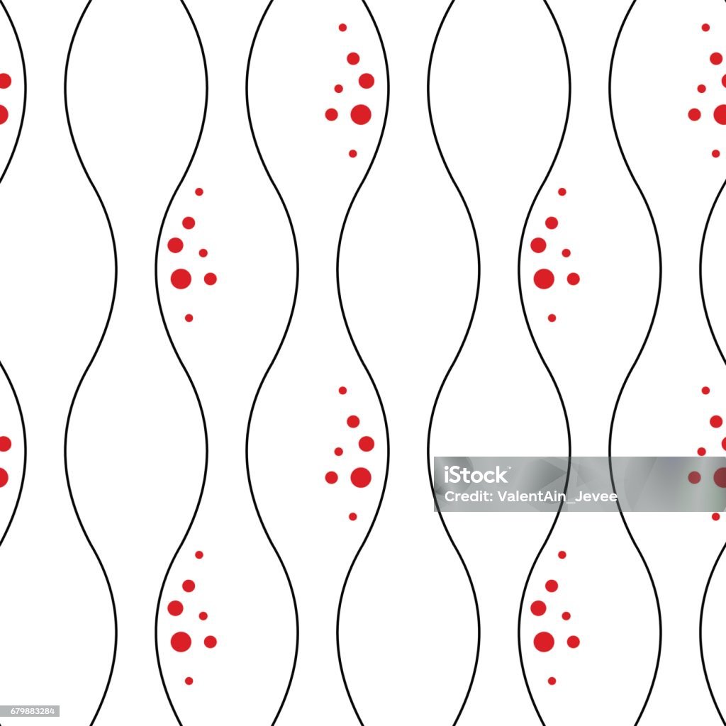 Seamless Vector Abstract Pattern With Lines And Red Dots On The White ...
